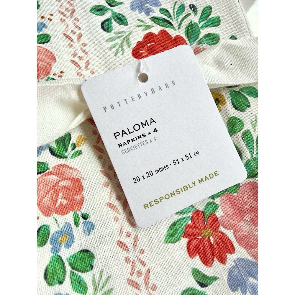 Pottery Barn Set of 8 Paloma Organic Cotton Napkins, Mixed Colors NWT Retail $96